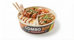 Combo Bop bowl with two proteins, rice and noodles