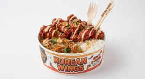 Korean Wings with fries and ranch